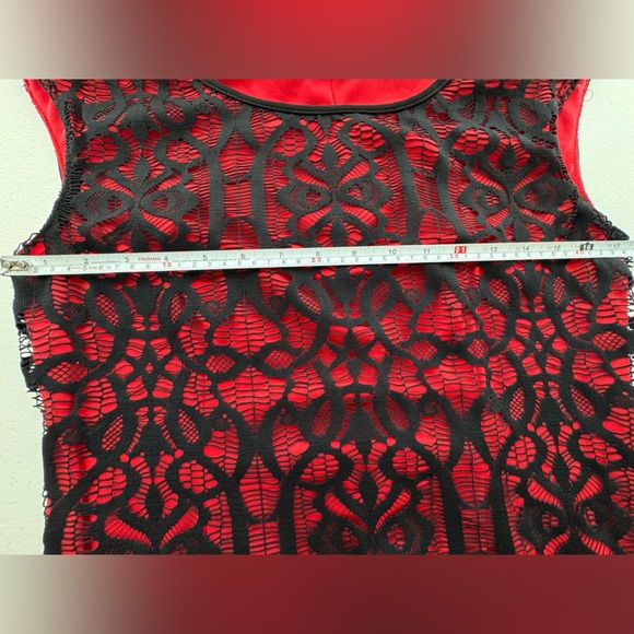 Connected Apparel Sheath Cocktail Dress 
Size 10 Red and Black Lace - Picture 6 of 6